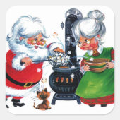 kerstman met een traditioneel kerstjaar mevrouw Cl Vierkante Sticker (Voorkant)