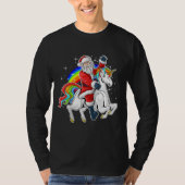 Kerstman met een unicorn-regenboogzolder t-shirt (Voorkant)