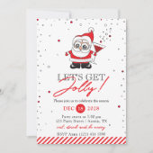 Kerstman met een wijnglas Fun Holiday Party Kaart (Voorkant)