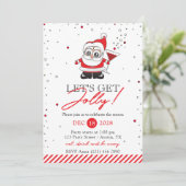 Kerstman met een wijnglas Fun Holiday Party Kaart (Staand voorkant)