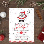 Kerstman met een wijnglas Fun Holiday Party Kaart