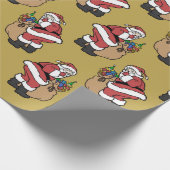 Kerstman met een zak vol speelgoed op Golden Cadeaupapier (Hoek)