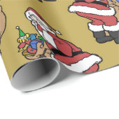 Kerstman met een zak vol speelgoed op Golden Cadeaupapier (Rol Hoek)