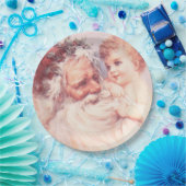  kerstman met een zoet klein kind papieren bordje (Feest)