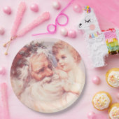  kerstman met een zoet klein kind papieren bordje (Feest)