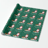 Kerstman met egel cartoon kinderkerstfeest cadeaupapier (Uitgerold)