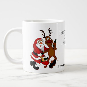 Kerstman met eland - Prettig Kerstfeest Grote Koffiekop