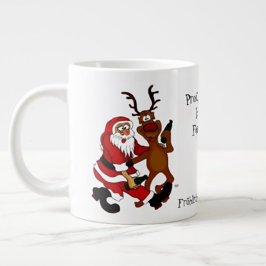 Kerstman met eland - Prettig Kerstfeest Grote Koffiekop (Links)