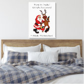 Kerstman met eland - proost stumpers! canvas afdruk (Insitu (Slaapkamer))