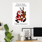 Kerstman met eland - proost stumpers! poster (Thuiskantoor)