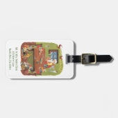 Kerstman met elfen in de werkplaats bagagelabel (Voorkant horizontaal)
