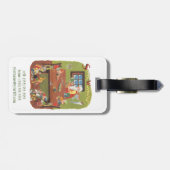 Kerstman met elfen in de werkplaats bagagelabel (Achterkant horizontaal)