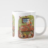 Kerstman met elfen in de werkplaats grote koffiekop (Rechts)