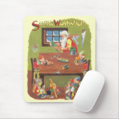 Kerstman met elfen in de werkplaats muismat (Met muis)