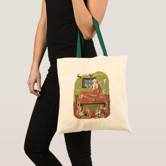 Kerstman met elfen in de werkplaats tote bag (Voorkant (product))