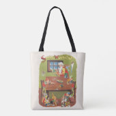 Kerstman met elfen in de werkplaats tote bag (Achterkant)