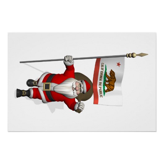 Kerstman met embleem van Californië Poster (Voorkant)