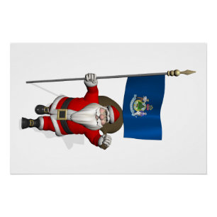 Kerstman met embleem van Maine Poster