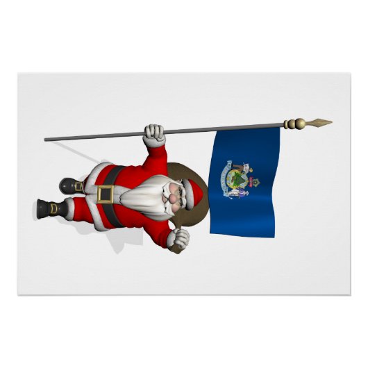 Kerstman met embleem van Maine Poster (Voorkant)