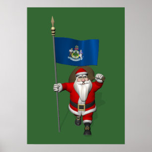 Kerstman met embleem van Maine Poster