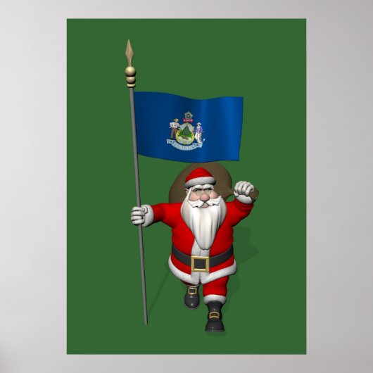 Kerstman met embleem van Maine Poster (Voorkant)