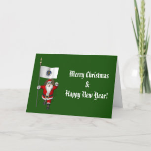 Kerstman met embleem van Massachusetts Feestdagen Kaart