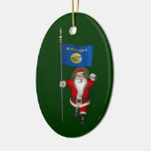 Kerstman met embleem van Montana Keramisch Ornament (Links)