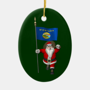 Kerstman met embleem van Montana Keramisch Ornament