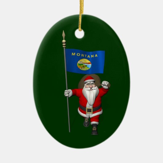 Kerstman met embleem van Montana Keramisch Ornament (Voorkant)