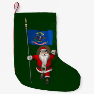 Kerstman met embleem van North Dakota Kleine Kerstsok