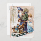 Kerstman met engel feestdagenkaart (Voorkant / Achterkant)