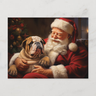 Kerstman met Engelse Bulldog Briefkaart