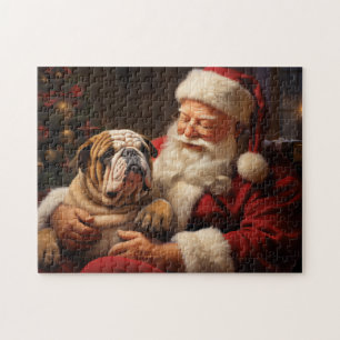 Kerstman met Engelse Bulldog Legpuzzel
