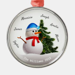 kerstman met familienamen metalen ornament
