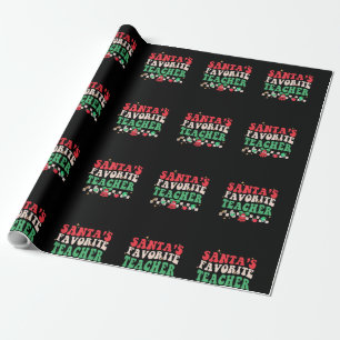 kerstman met favoriete leraar Groovy Cadeaupapier