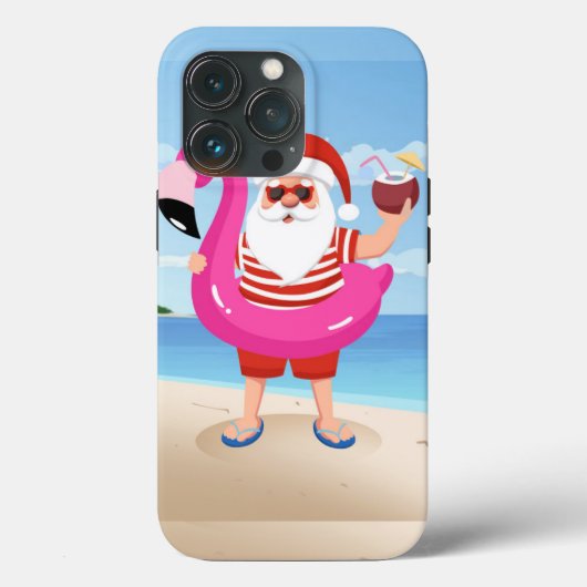 Kerstman met flamingo opblaasbare ring Case-Mate iPhone case (Achterkant)