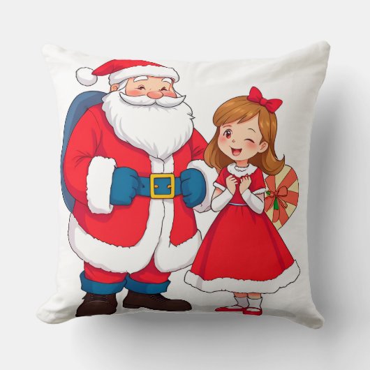 Kerstman met gelukkig meisje kussen (Voorkant)