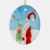 Kerstman met geschenken en ornament voor vogels (Rechts)
