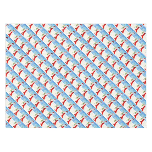 Kerstman met geschenken in het sneeuw kunst tafelk tafelkleed (Voorkant (Horizontaal))