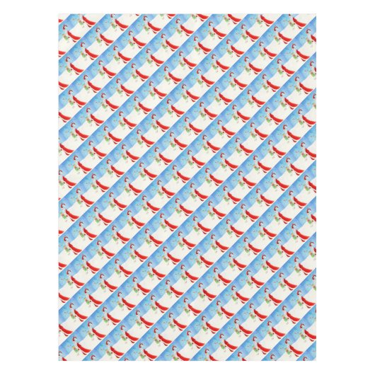 Kerstman met geschenken in het sneeuw kunst tafelk tafelkleed (Voorkant)