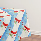 Kerstman met geschenken in het sneeuw kunst tafelk tafelkleed (Voorbeeld)