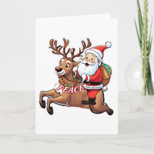 Kerstman met geschenken van vrede kaart (Voorkant)