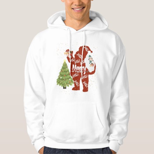Kerstman met geschenken witte hoodie (Voorkant)