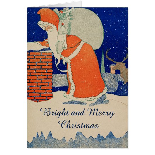  KERSTMAN MET GESCHENKZAK BIJ SCHOORSTEENKERST (Voorkant)