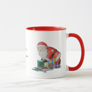 kerstman met gestreepte enveloppe mok