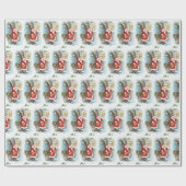 Kerstman met gevlekte kerstman cadeaupapier (Vlak)