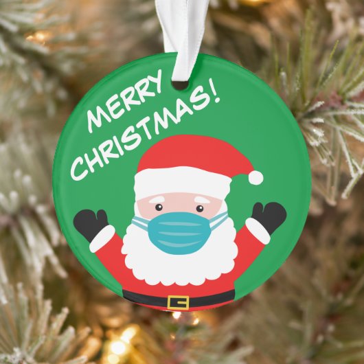 Kerstman met gezichtsmasker, aangepaste kerstfoto ornament (Boom)