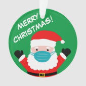 Kerstman met gezichtsmasker, aangepaste kerstfoto ornament (voorkant)