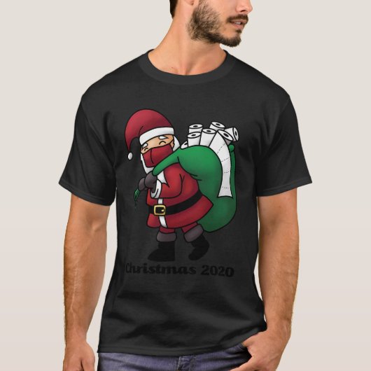 Kerstman met gezichtsmasker en toiletpapier grappi t-shirt (Voorkant)