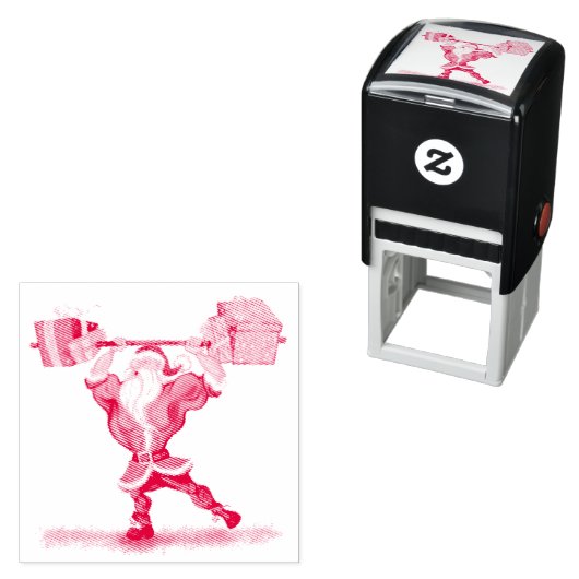 Kerstman met Gift Grappige Kerstmis Zelfinking Sta Zelfinktende Stempel (In situ)